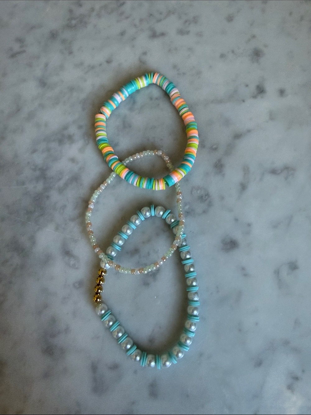 Handmade Pastel Beaded Bracelet Set - Multicolor and Turquoise